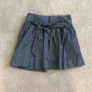 Chambray skater skirt with bow